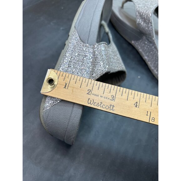 Fitflop Womens Glitter Strap Sandals Size 10 Gray & Silver Comfortable Slip-On F - Picture 7 of 10